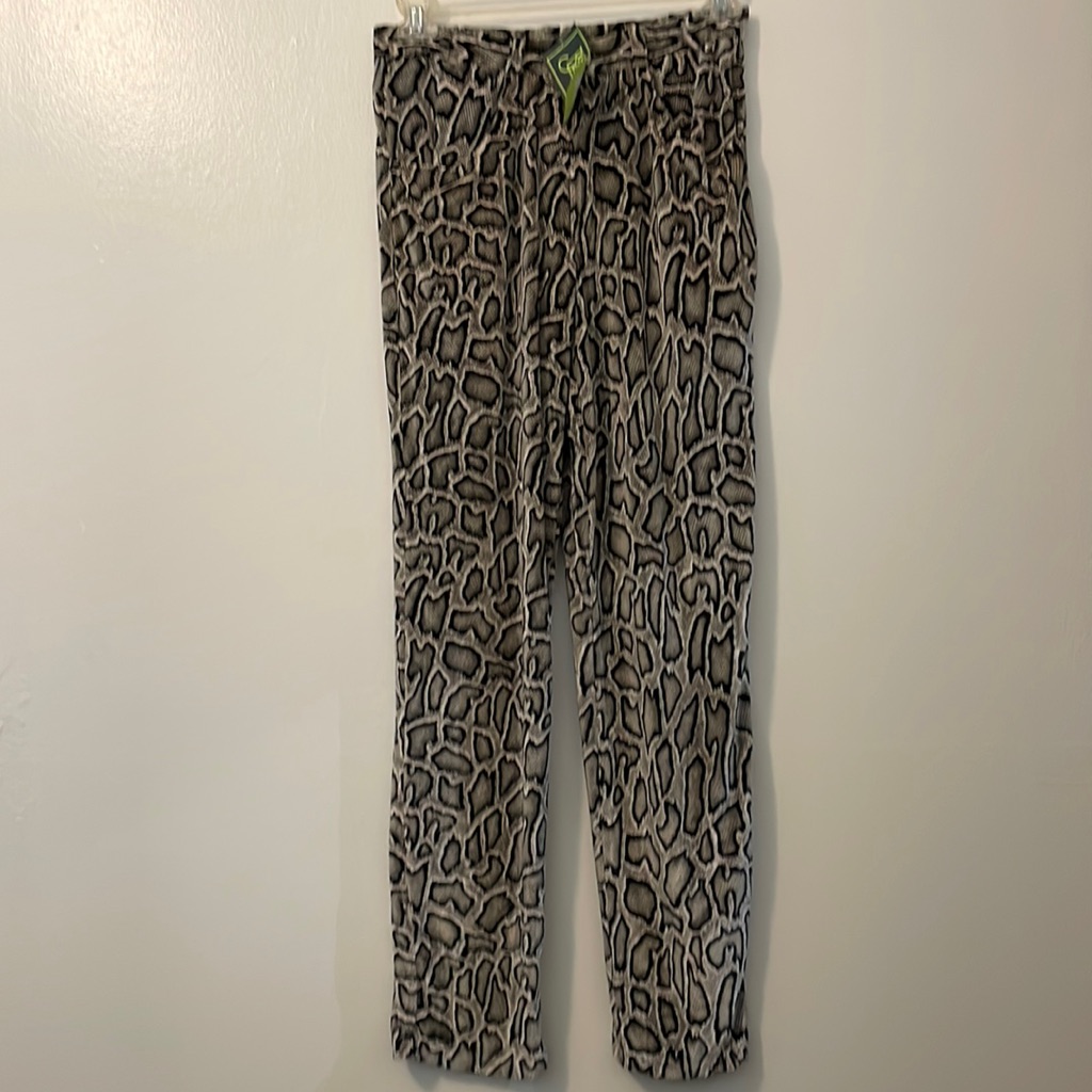 Buzz-Wear Snake Skin Print Pants Size 30 Label Velour Feel Dryclean Only Nwt